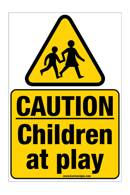 Caution. Children At Play Sign | With Fixings | Road Safety Sign