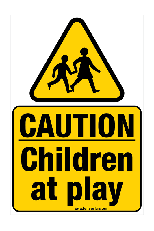 Caution. Children At Play Sign | With Fixings | Road Safety Sign