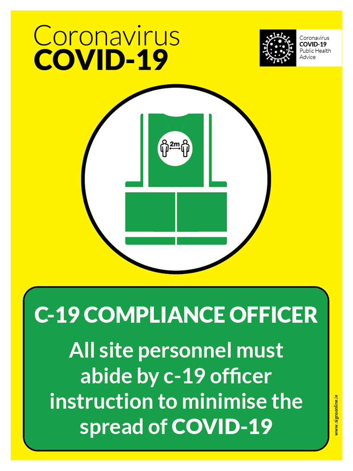Comply With Covid 19 Officer (CIF sign for Construction industry)