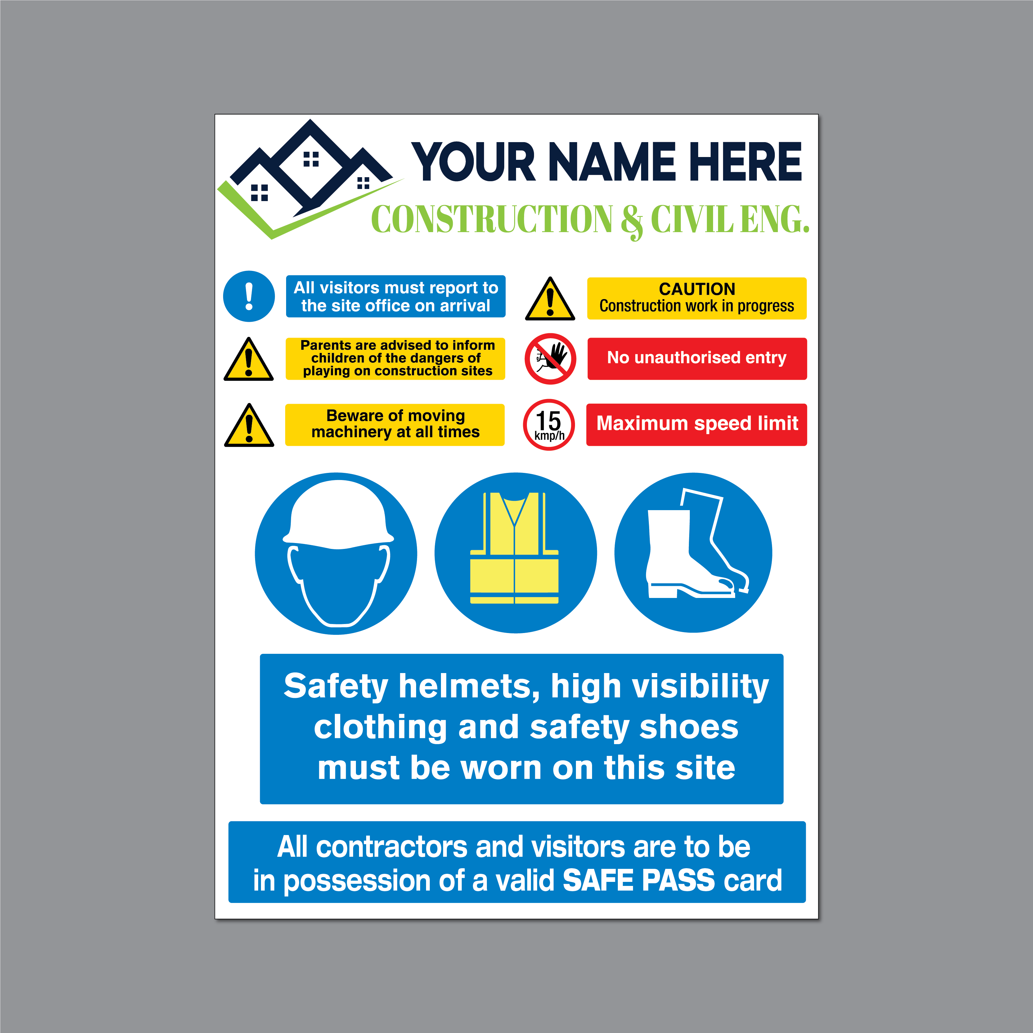 Construction Site Safety Notice (Corriboard) – www.signsonline.ie
