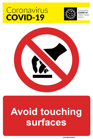 Avoid Touchong Surfaces sign for sale at www.signsonline.ie