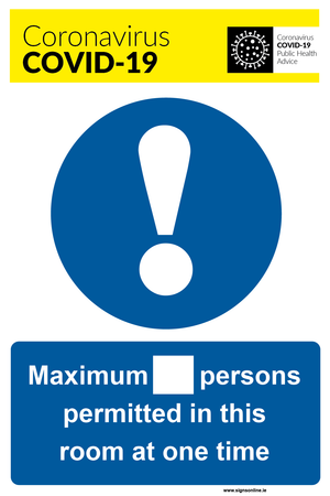 Maximum Number of Persons To Work In This ROOM sign for sale at www.signsonline.ie