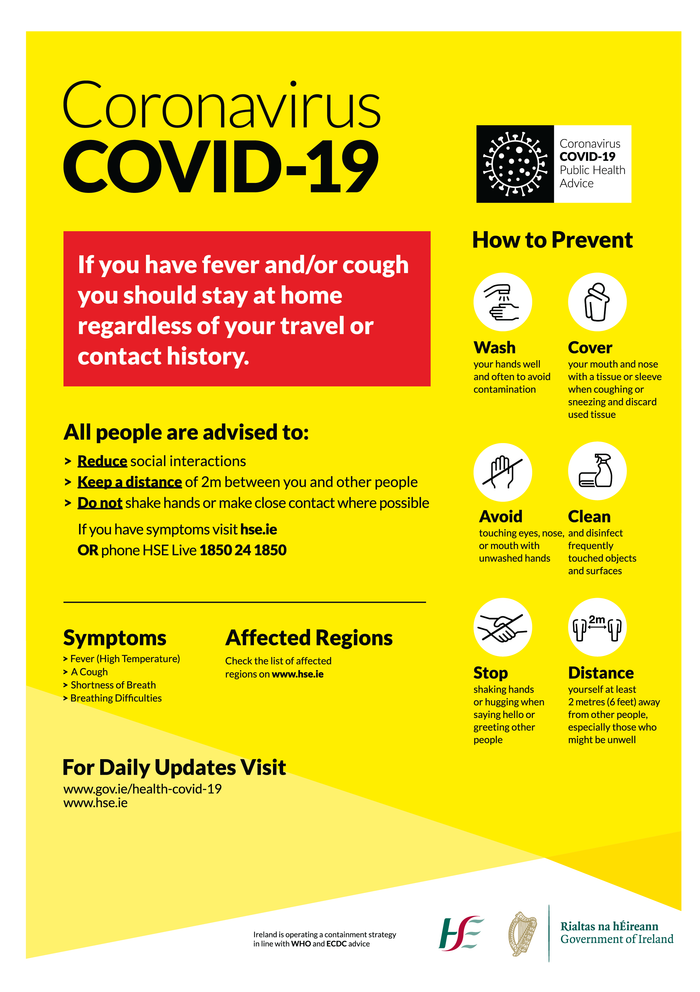 Coronavirus Covid19 Prevention Guidelines Sign