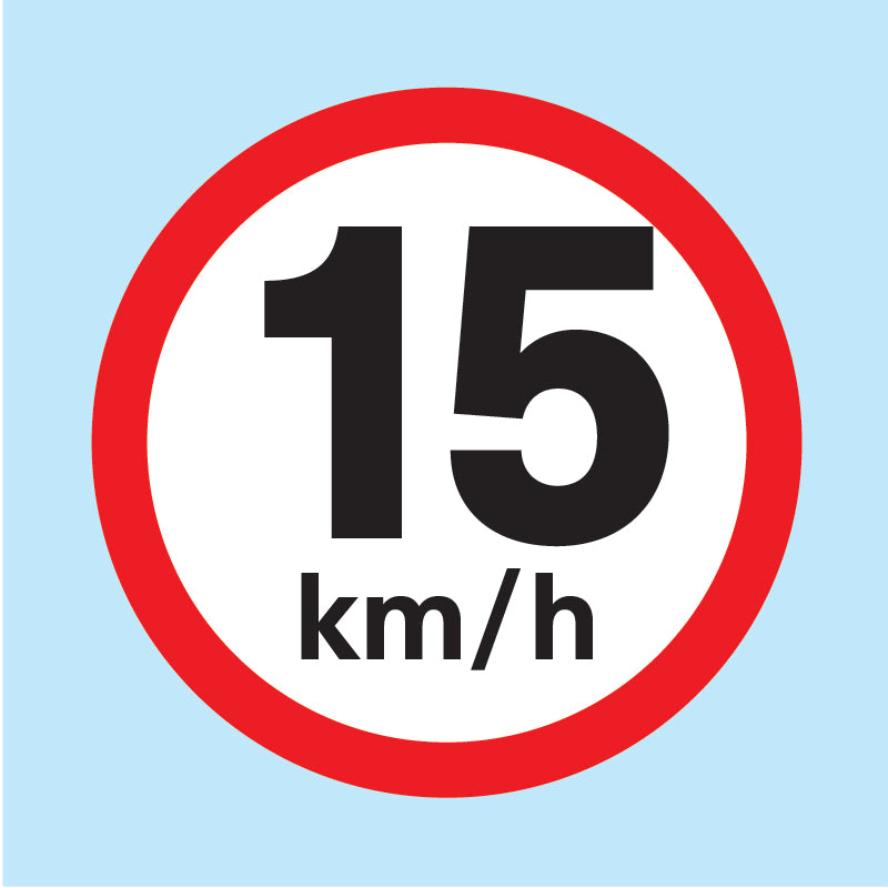 15 km/h road sign available for sale online from www.signsonline.ie. Leading online signage supplier shipping to Ireland, UK and EU.