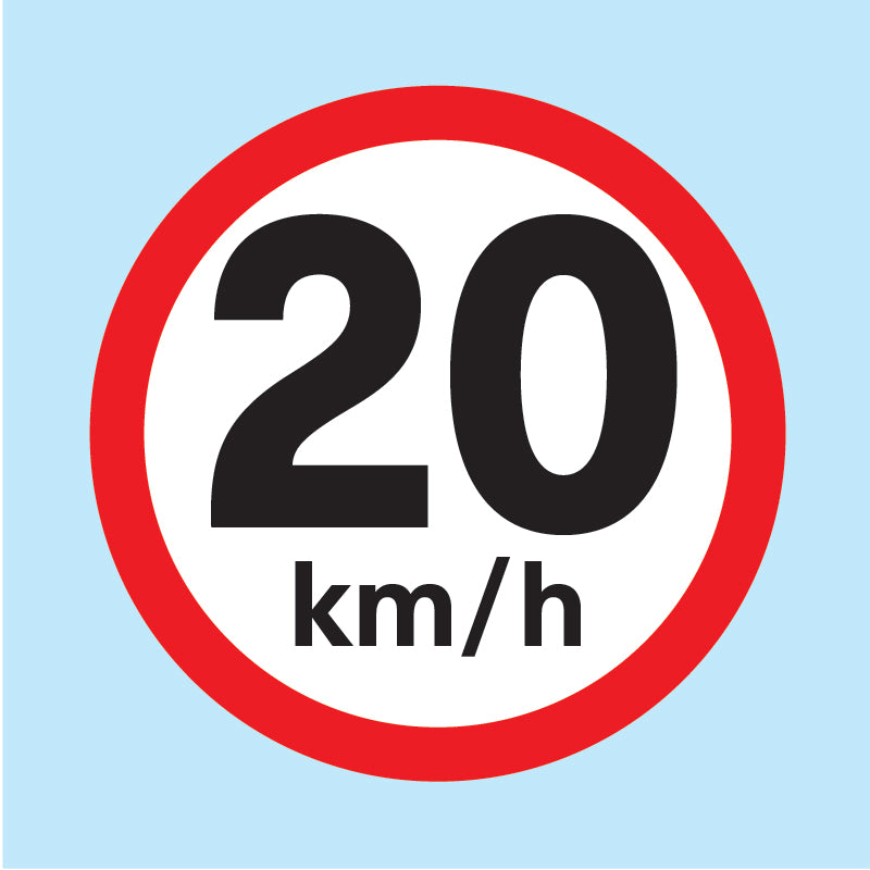 20 km/h road sign available for sale online from www.signsonline.ie. Leading online signage supplier shipping to Ireland, UK and EU.