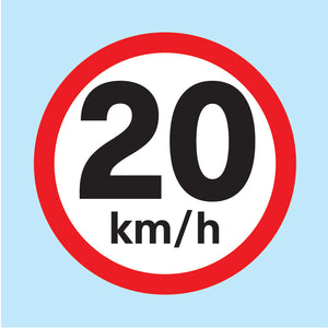 20 km/h road sign available for sale online from www.signsonline.ie.  Leading online signage supplier shipping to Ireland, UK and EU.