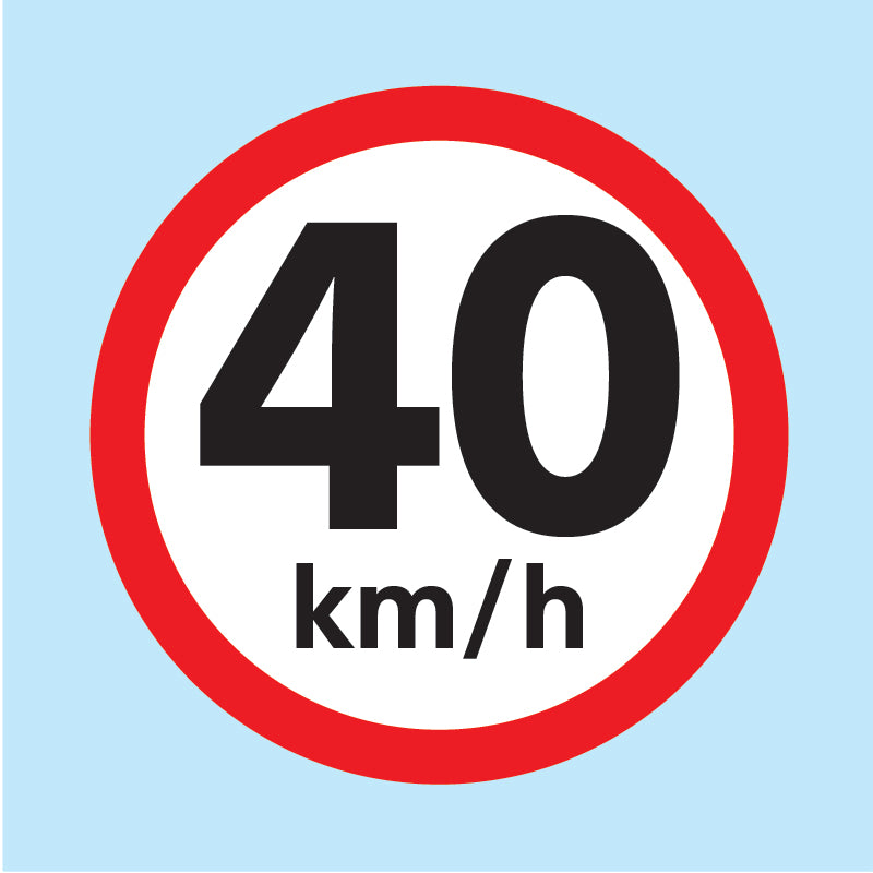 40 km/h road sign available for sale online from www.signsonline.ie. Leading online signage supplier shipping to Ireland, UK and EU.