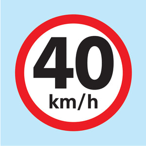 40 km/h road sign available for sale online from www.signsonline.ie.  Leading online signage supplier shipping to Ireland, UK and EU.
