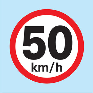 50 km/h road sign available for sale online from www.signsonline.ie.  Leading online signage supplier shipping to Ireland, UK and EU.