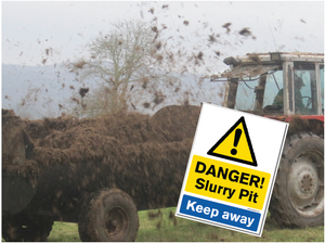 Danger Slirry Pit - Keep Away available to buy on line for immediate delivery from www.signsonline.ie.  SignsOnline.ie, a leading on line signage supplier since 2015. Best for quality and value.