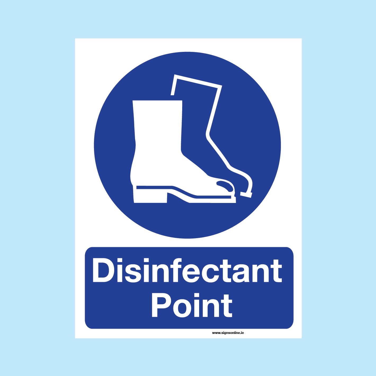 Disinfectant Point Sign for Farm and Food Production enterprises. Made and sold by www.signsonline.ie