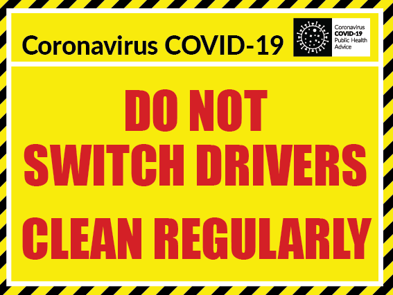 COVID 19 Sticker No 2 for Machinery Cab x 6 pack