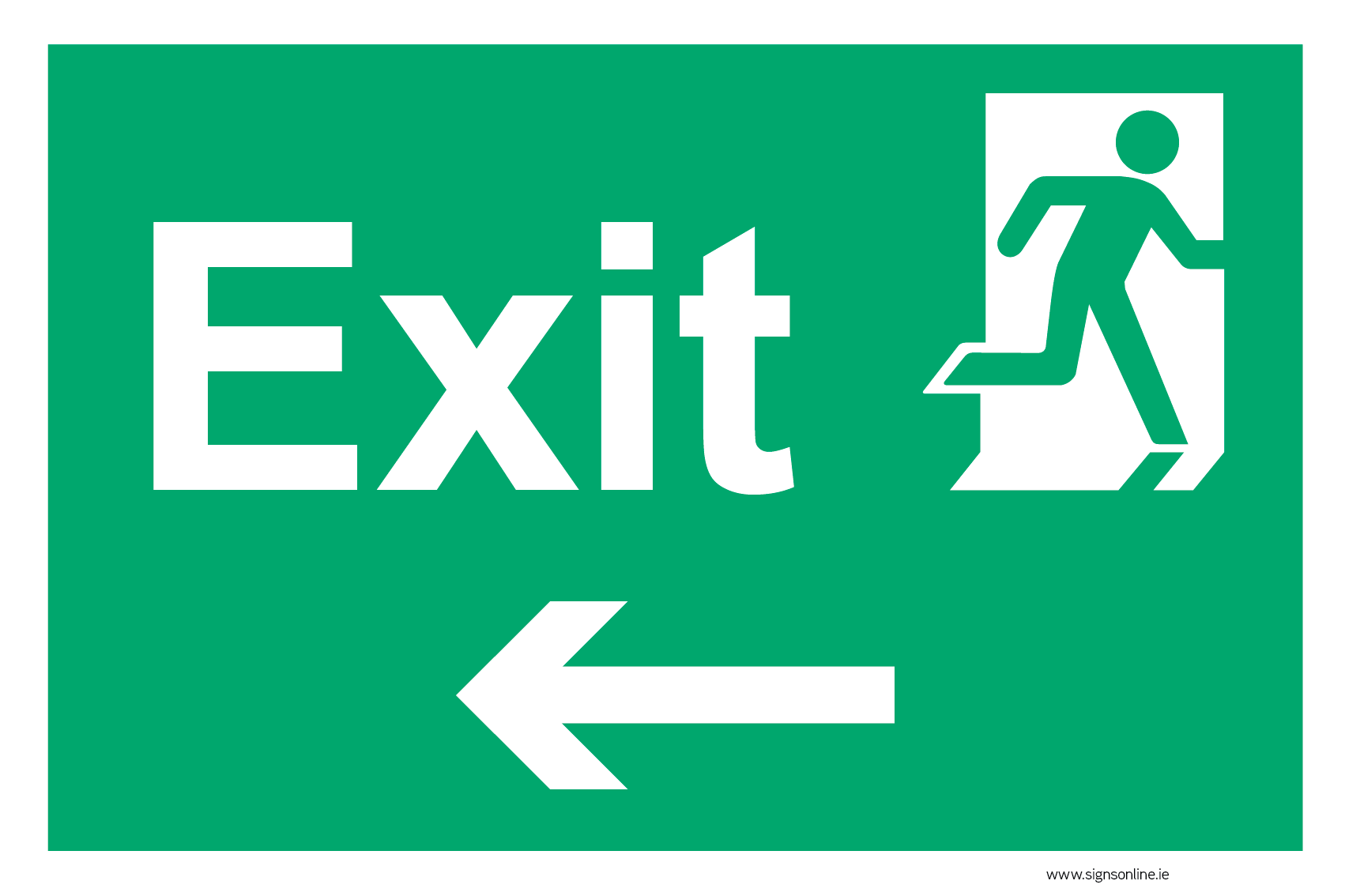Exit LEFT sign available for sale on line at www.signsonline.ie