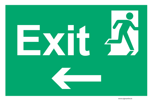 Exit LEFT sign available for sale on line at www.signsonline.ie