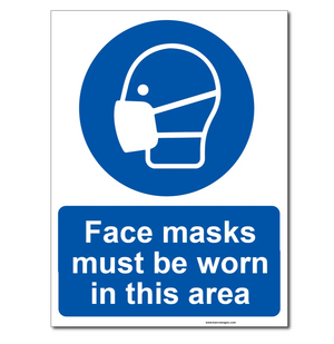 Face Masks must be worn in this area sign for sale at www.signsonline.ie