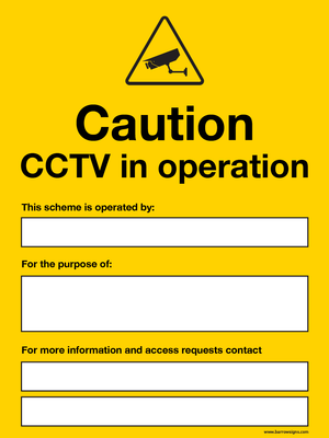 GDPR compliant CCTV sign from Barrow Signs