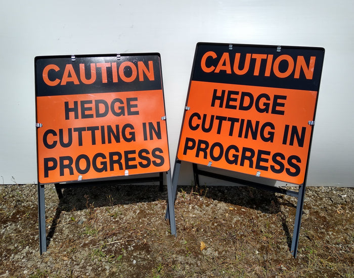 2 x Hedge Cutting in Progress Signs on Steel Frame (As advetised on DoneDeal)