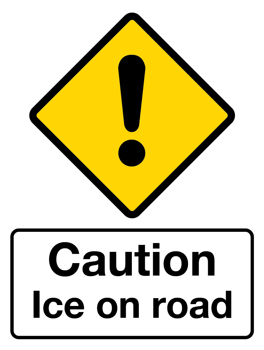 Caution Ice On Road Warning Sign