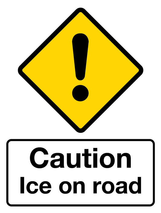 Caution Ice On Road Warning Sign