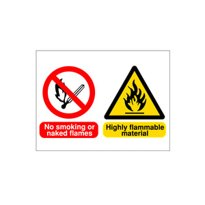 No Smoking Flammable Material warning sign for sale from www.barrowsigns.com