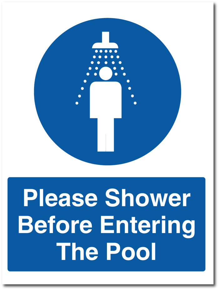 Please Shower Before Entering The Pool Sign