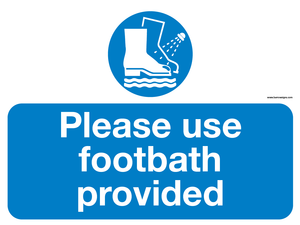 Please use footbath provided sign for sale at www.barrowsigns.com