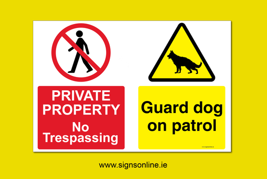 Private Property | No Trespassing Guard Dog On Patrol Regulatory Sign