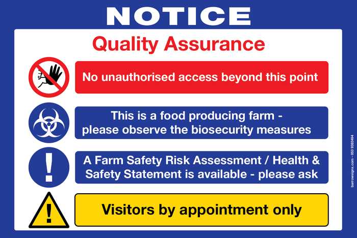 Farm Quality Assurance Sign Visitors by appointment version