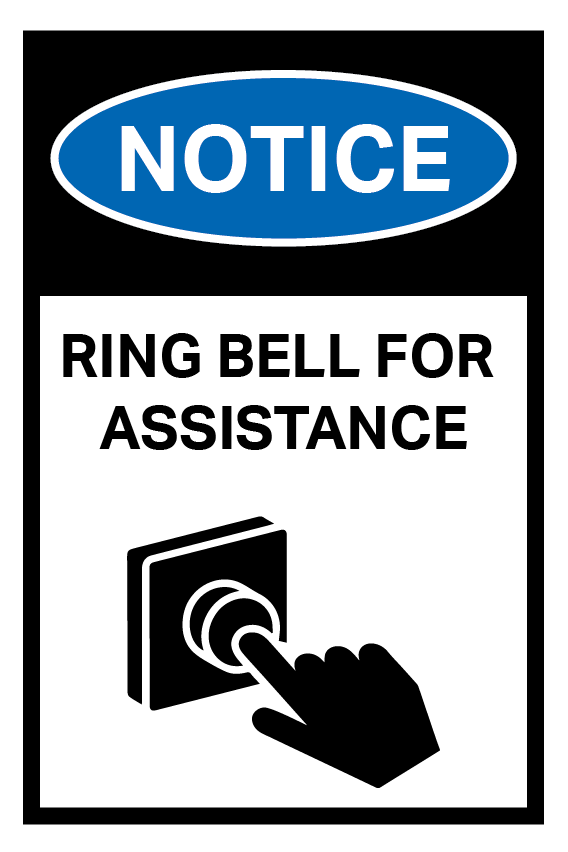 Ring Bell for Assistance Sign available to buy online from www.signsonline.ie