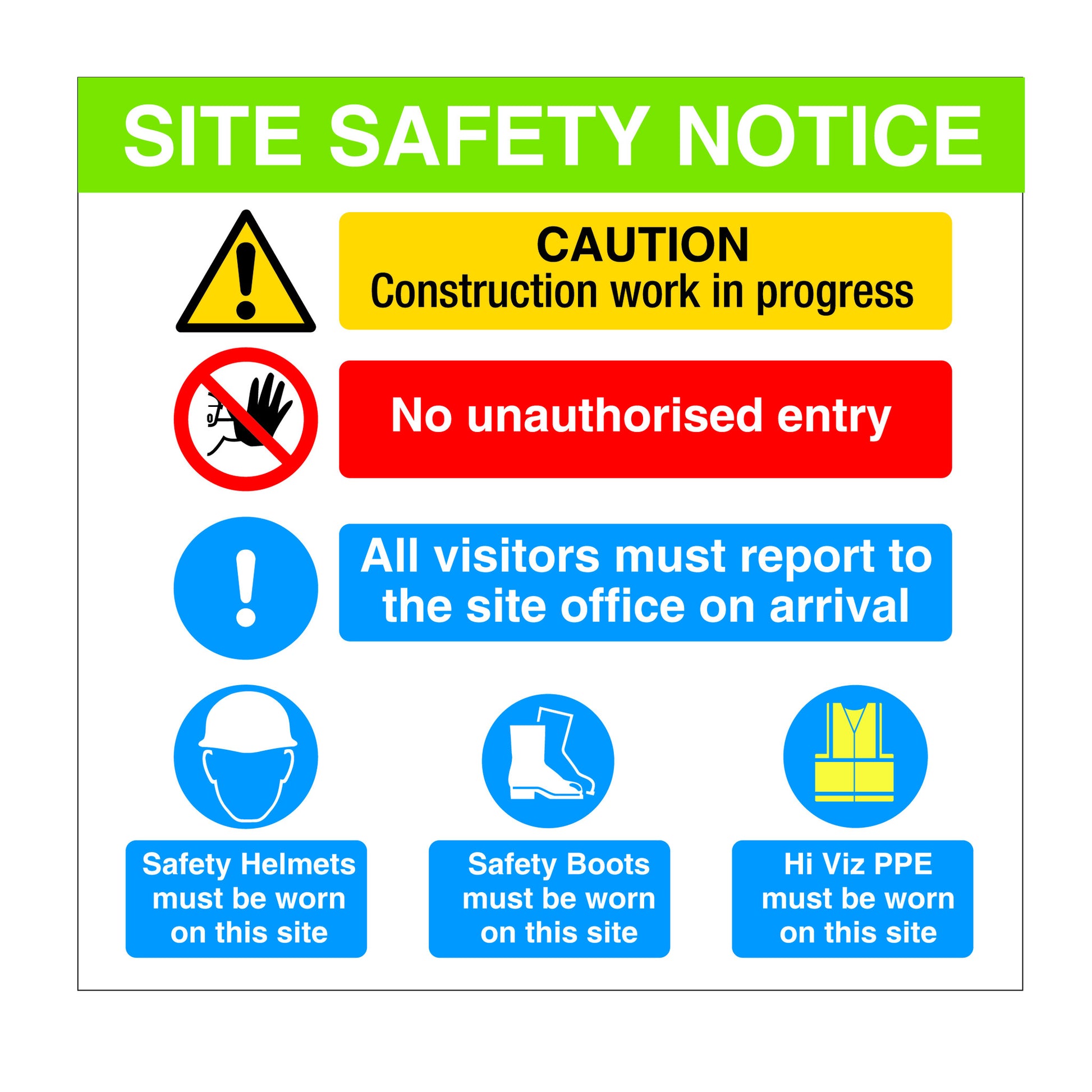 Construction Site Safety Sign with the key messages required