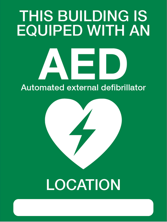 This Building is equiped with an AED sign available to buy on line for immediate delivery from www.signsonline.ie. SignsOnline.ie, a leading on line signage supplier since 2015. Best for quality and value.