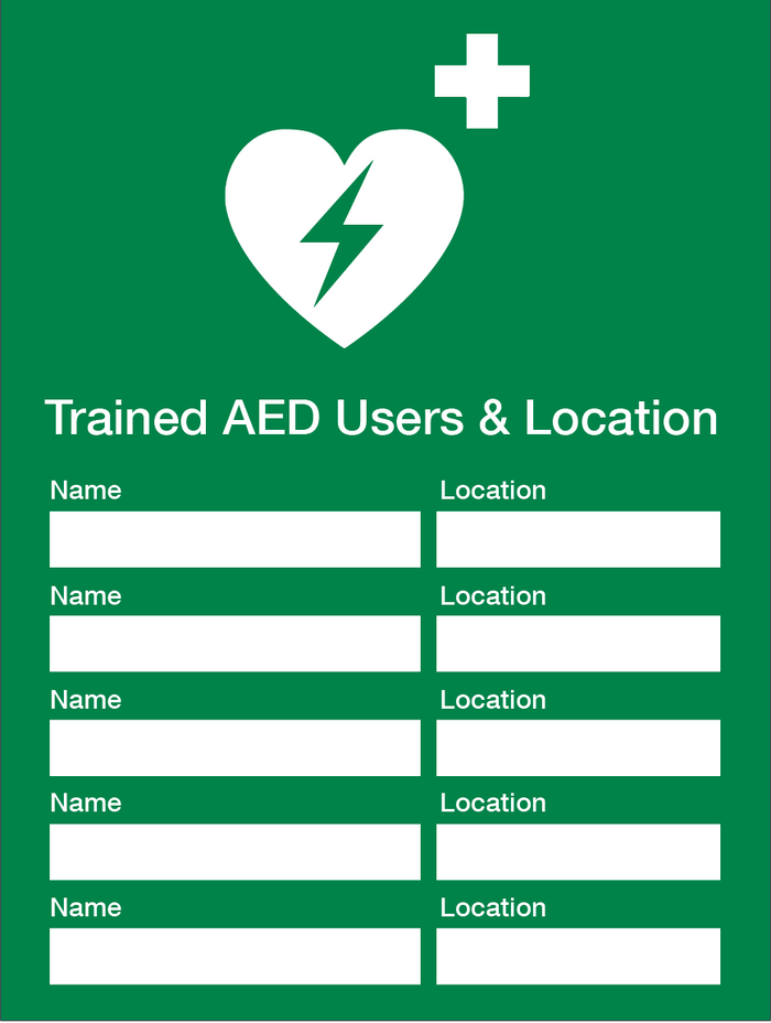 Trained AED Users and Location Sign