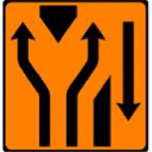 WK 020 Lanes Diverge at Crossover Sign from barrowsigns.com
