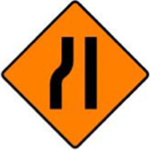 WK 032 Road Narrows on Left Sign from barrowsigns.com