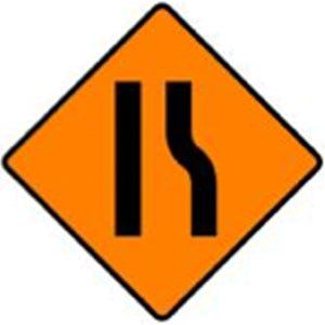 WK 033 Road Narrows on Right Sign from barrowsigns.com