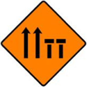 WK 048 Two Offside Lanes (of Four) Closed Sign from barrowsigns.com