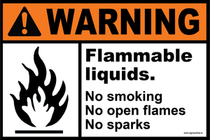 WARNING FLAMMABLE LIQUID SIGN FOE SALE AT WWW.SIGNSONLINE.IE FOR THE BEST VALUE SAFETY AND WARNIGN SIGNS. 