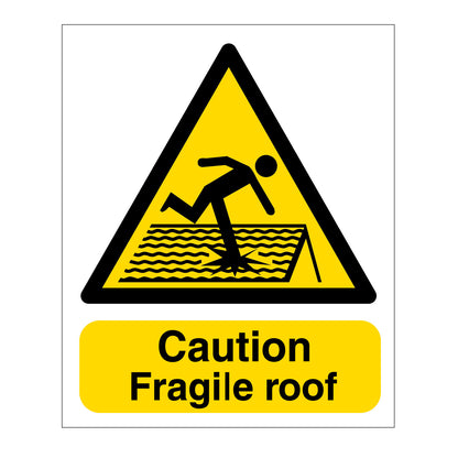 Caution Fragile Roof Sign available to buy on line for immediate delivery from www.signsonline.ie.  SignsOnline.ie, a leading on line signage supplier since 2015. Best for quality and value.