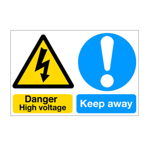 Danger High Voltage Keep Away Self Adhesive Sticker and Sign available online at www.signsonline.ie