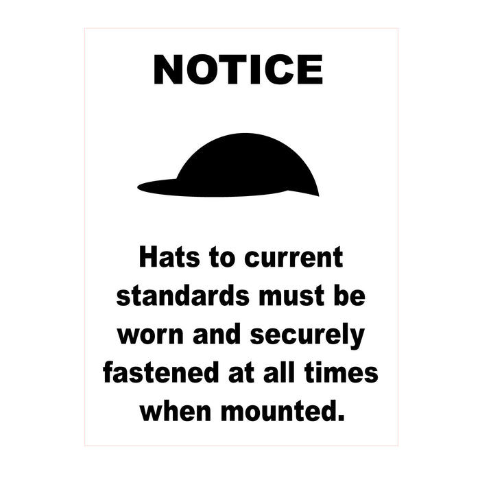 Equine Sign Riding Hat Notice