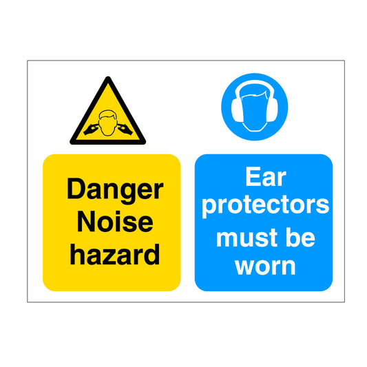 Danger Noise Hazzard Wear Ear Protectors Sign