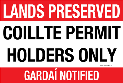 Land Preserved | Coillte Permit Holders Only