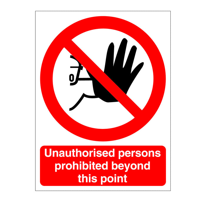Unauthorised Persons Beyond This Point Prohibited Sign